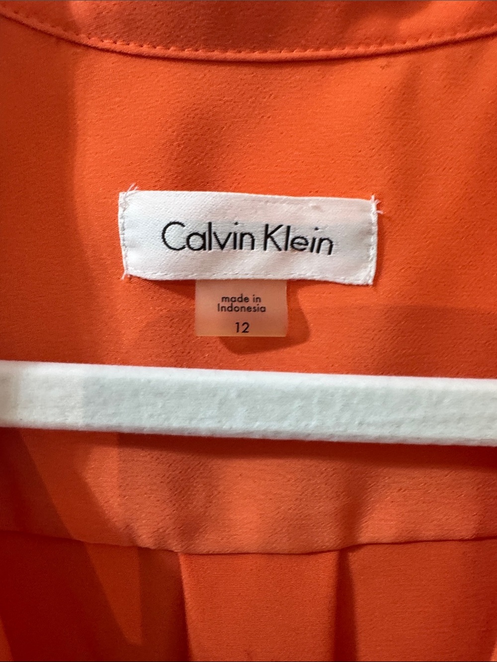 Calvin Klein Orange Long Sleeve Lace-Up Belted Shirt Dress - Size 12 - Picture 3 of 9